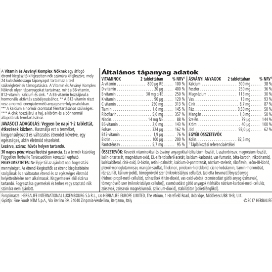 Formula 2 Vitamin & Ásványi Komplex Nőknek – 60 db